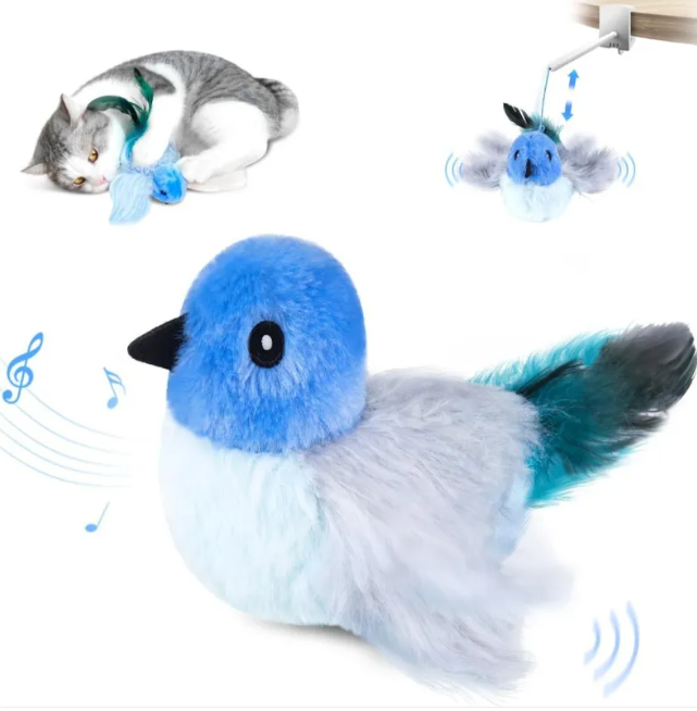 FurEase™ Realistic Flapping Bird USB Rechargeable Interactive Chirping Cat Toy